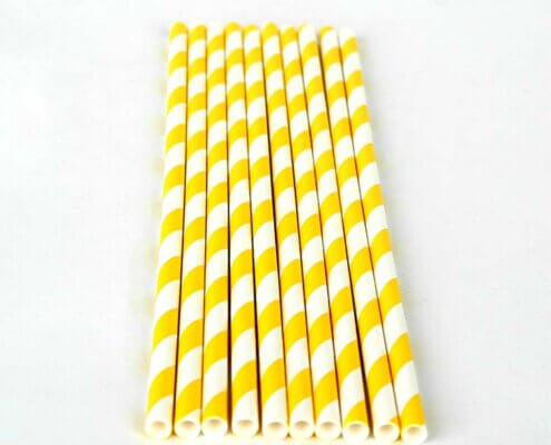 150 Yellow Striped Paper Straws