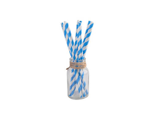 Blue Striped Paper Straws