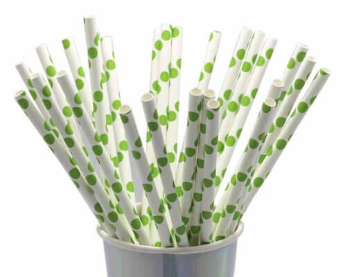 Green Dots Jumbo Paper Straws