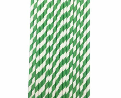 Green and White Paper Straws