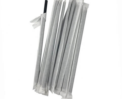 Paper Wrapped Black Straws