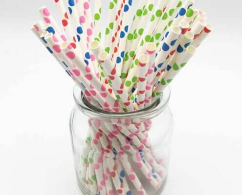 Red and Green Polka Dots Paper Straws