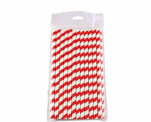 Red and White Striped Drinking Straws