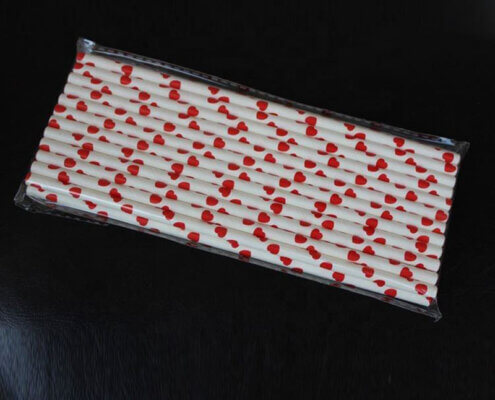 Red Heart Paper Straw