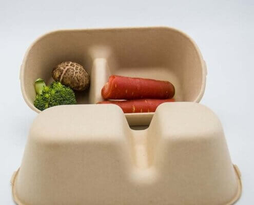 2 Compartment 700ml Biodegradable Containers