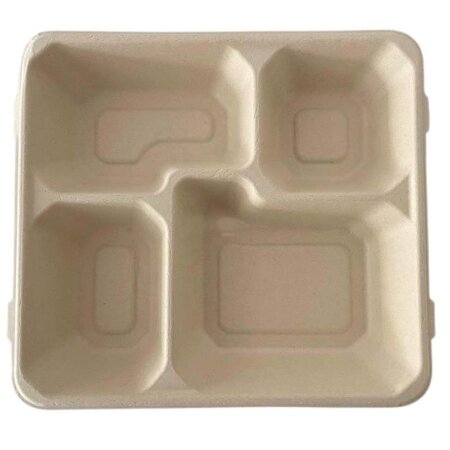 4 Compartment Compostable Disposable Food Trays with Lids