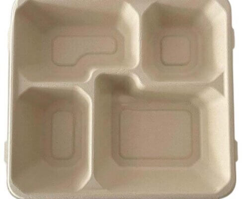 4 Compartment Compostable Disposable Food Trays with Lids