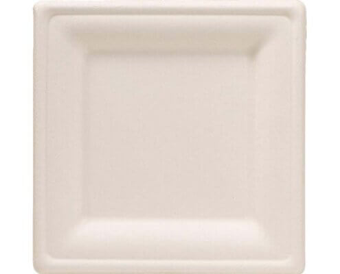 8'' Compostable White Square Paper Plates