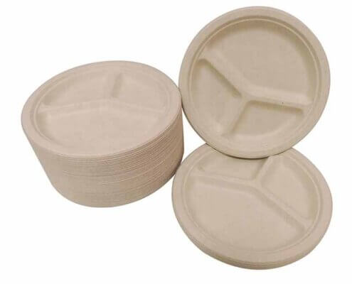 9'' Three Compartment Compostable Plates
