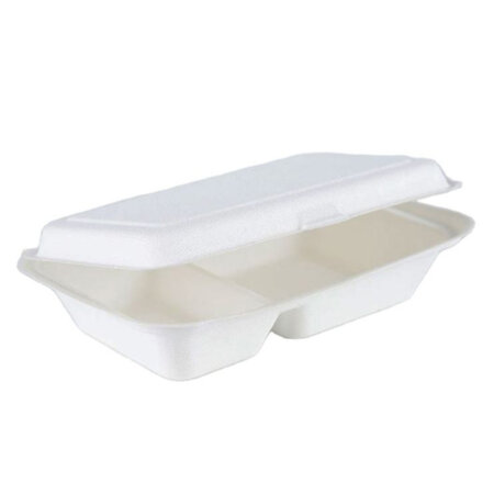 9'' x 6'' Two Compartment Clamshell Take Out Containers