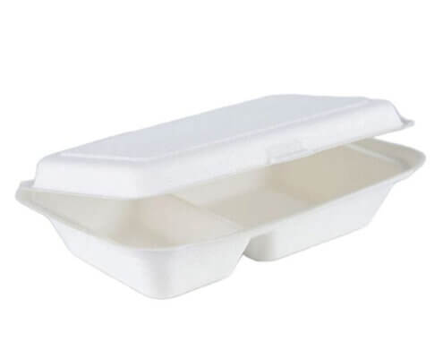 9'' x 6'' Two Compartment Clamshell Take Out Containers