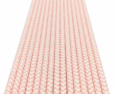 Pink Paper Drinking Straws