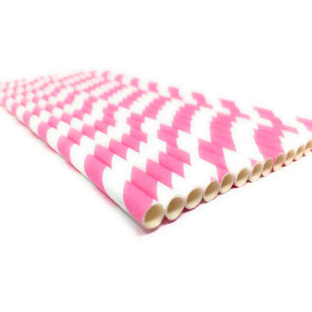 Pink Striped Cocktail Paper Straws