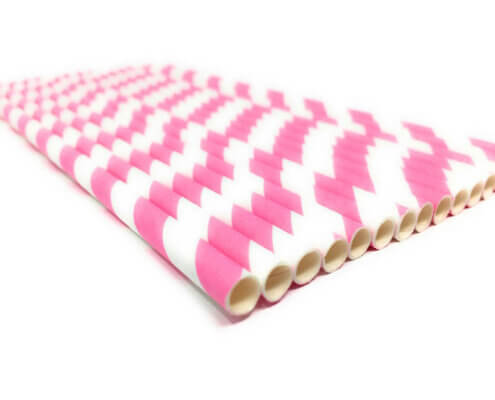Pink Striped Cocktail Paper Straws