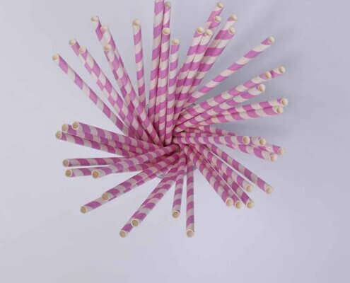Purple and White Paper Straws
