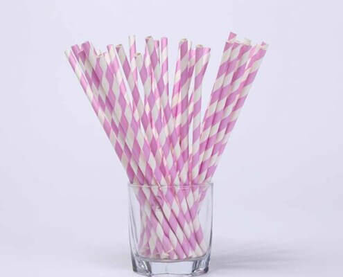 Purple and White Striped Straws